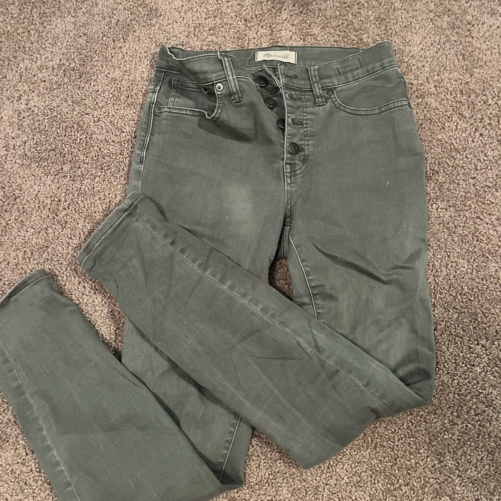 Madewell green skinny jeans